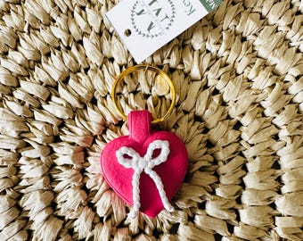 Pink Heart with Bow Keychain