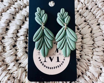 Sage Green Leaf Earrings