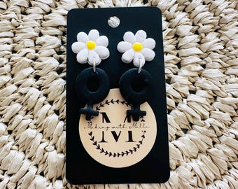 Retro Floral Girl Power Polymer Clay Earrings
