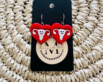 Happy Uterus Heart Earrings