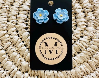 Forget-Me-Not Floral Stud Polymer Clay Earrings