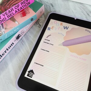 Digital Reading Journal, Digital Reading Planner, Printable Reading Journal, Book Review, Reading Log, aesthetic reading tracker, printable