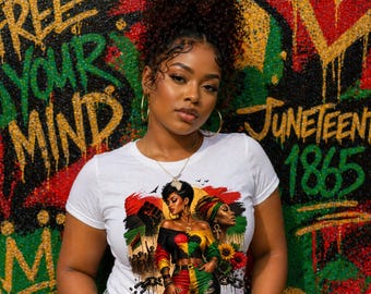 Juneteenth PNG Black Woman Afro Art | Freedom History Pride Design | African American Empowerment Graphic | Instant Digital Download