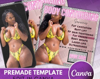 DIY Body Contouring Services Flyer | Editable Canva Template | Spa & Esthetician Social Media Promo