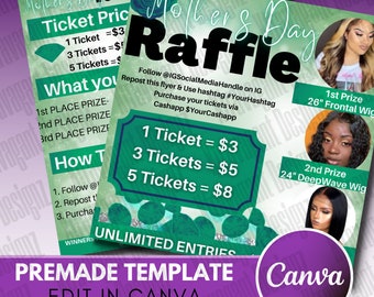 DIY Mother’s Day Raffle Giveaway Flyers | Editable Canva Template | Hair, Lash & Nail Promotions