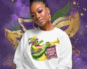 Mardi Gras PNG – Black Girl Alligator, New Orleans Art (Digital Download)