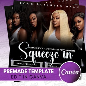 Squeeze in Appointments Available Flyer - Book Now Flyer - Social Media Flyer - Hair Flyer - Book Now Template - Book Now Flyer