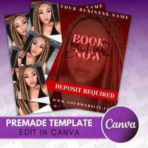 Book Now Flyer - Hair Flyer - Braid Flyer - Booking Flyer - Appointments Available - Social Media Template - Salon Flyer - Canva Template