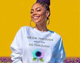 Sunflower Motivational PNG | Grow Through What You Go Through (Digital Download