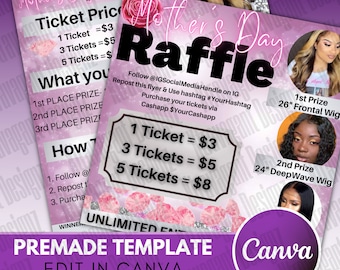 Mother's Day Raffle Flyer: Hair, Lashes, Nails - Canva Template