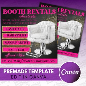 Booth Rental Flyer -DIY Salon Template - Editable Social Media Flyer - Booth Rental Template - Marketing Flyer - Rental Flyer - DIY Flyer