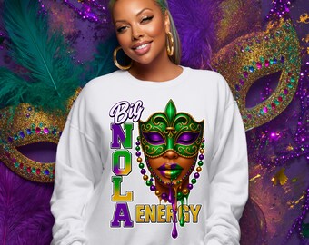 Mardi Gras Mask PNG | Big NOLA Energy, Carnival Design (Digital Download)