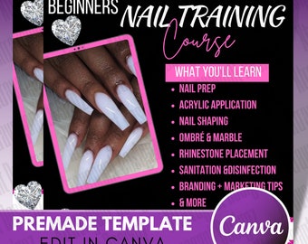 DIY Nail Class Flyer | Editable Canva Template | Beauty Instagram Course Promo