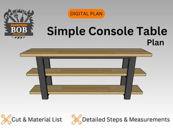 Plan de mesa de consola simple / Mesa de consola / Plan de mesa de consola / Planes digitales / Planes de carpintería / Planes de construcción / Bricolaje