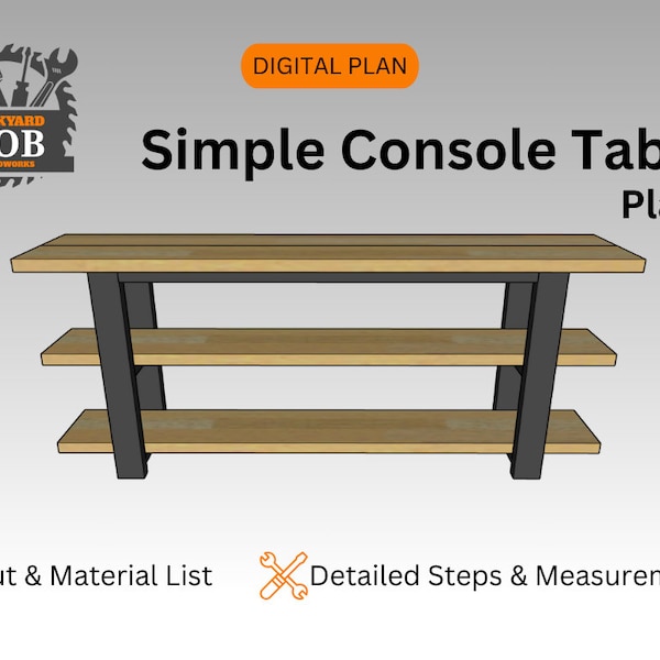 Simple Console Table Plan / Console Table / Console Table Plan / Digital Plans / Woodworking Plans / Build Plans / DIY