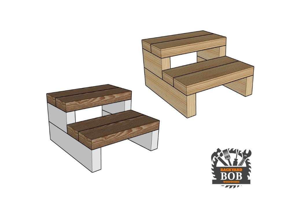 Step Stool Out Line Simple Step Stool Plan: Beginner Woodworking Project (PDF) - Etsy