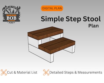 Plan de tabouret de bricolage simple / Tabouret de marche / Plans numériques / Plans de menuiserie / Plans de construction / DIY