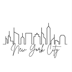New York City Skyline Wall Art | Minimalist Line Drawing Print