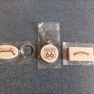 Custom laser engraved wooden keychain