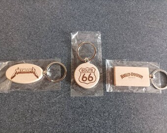 Custom laser engraved wooden keychain