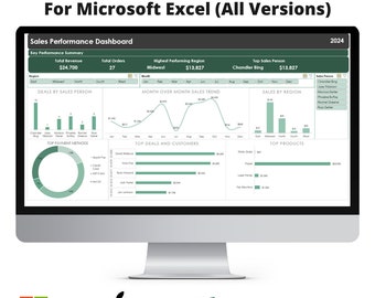 2024 Easy to Use Sales Dashboard Template for Microsoft Excel (all ...