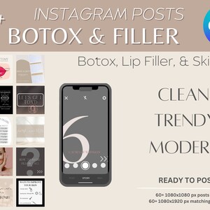 Botox and Injector Instagram Templates, MedSpa Branding, Luxury Templates, Clean and Trendy Instagram, Lip Filler Instagram Template