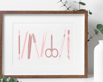 Esthetician Tools, Esthetician Decor, Skin Clinic Decor, Beauty Therapist Gift, Cosmetic Dermatologist Tools, Med Spa, Facials Spa Print