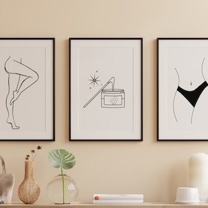 Waxing Decor, Printable Wall Art, Art for Waxing, Brazilian, Esthetician Decor, Silhouette Art, Hair Removal, Wax