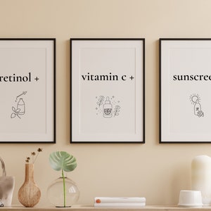 Esthetician Decor, Retinol vitamin C sunscreen, Wall Decor, Digital Download, MedSpa Art, Dermatoligist, Nurse NP MD Skin Care, Office Decor