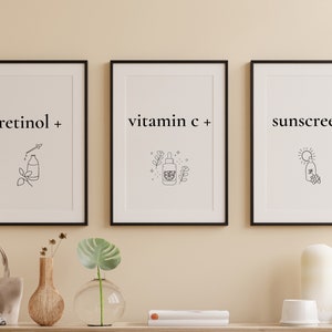 Esthetician Decor, Retinol vitamin C sunscreen, Wall Decor, Digital Download, MedSpa Art, Dermatoligist, Nurse NP MD Skin Care, Office Decor