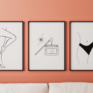 Waxing Decor, Printable Wall Art, Art for Waxing, Brazilian, Esthetician Decor, Silhouette Art, Hair Removal, Wax