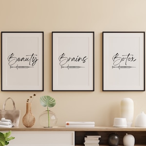 Botox Art, Beauty Brains Botox Poster, Digital Download, Botox Wall Art, Plastic Surgeon Art, Nurse NP Injector Art, Office Art, Botox Party