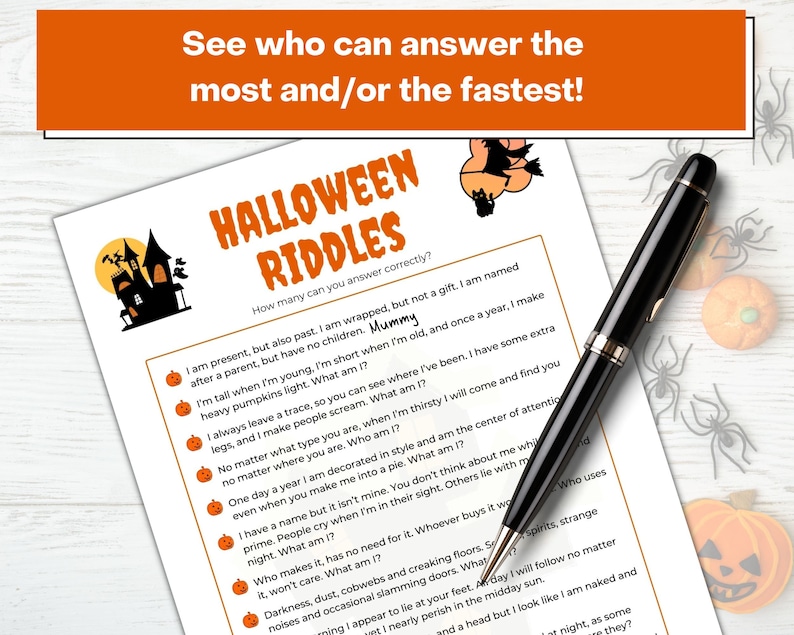 Halloween Game Printable Riddles Game Halloween Brain Teasers Halloween Game Printable Riddles Game Halloween Brain Teasers