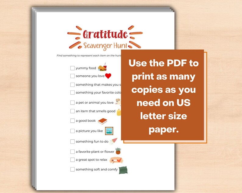 Use the PDF to print as many copies as you need on US letter size paper.