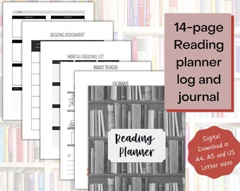 Reading Planner Printable, Reading Log, Reading Goals, Reading Tracker, Book List, A4, A5, Reading Tracker Inserts, PDF, Summer Reading