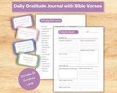 Printable Christian Gratitude Journal: Daily Bible Verses, Scripture Cards (Digital Download)