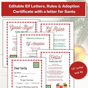 EDITABLE Elf Letter, Elf Welcome Letter, Elf Arrival Letter, Elf Goodbye Letter for Christmas Eve, Elf Rules, Elf Printable, Elf Letter Set