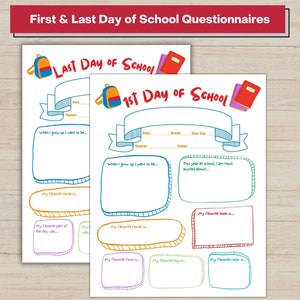 First & Last Day of School Questionnaire Printable (PDF)