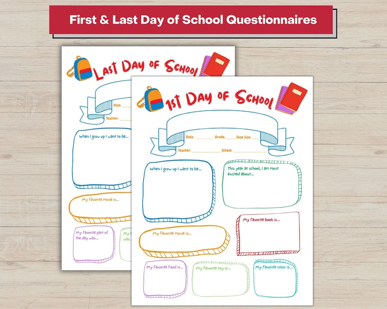 First Day of School Questionnaire Printable First Day of School