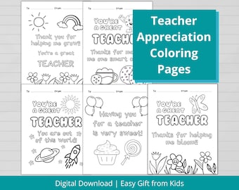 Teacher Appreciation Coloring Pages | Printable Thank You Cards from Kids (PDF)