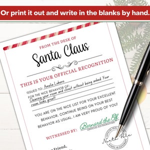 Letter From Santa for Nice List and Good Behavior Printable | Nice List ...