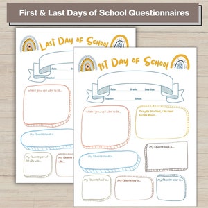 Boho Rainbow First & Last Day of School Questionnaire (PDF Pattern)