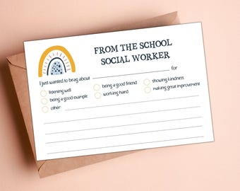 School Social Worker Note Printable | Student Encouragement Notes (Digital Download)