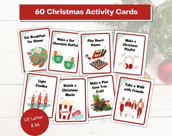 Christmas Activities, Christmas Countdown, Printable Christmas Advent Activity Cards, DIY Advent Calendar, Kids Christmas Bucket List