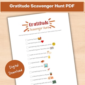 Gratitude scavenger hunt PDF for kids