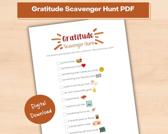 Gratitude Scavenger Hunt for Kids: Thanksgiving Activity (PDF)