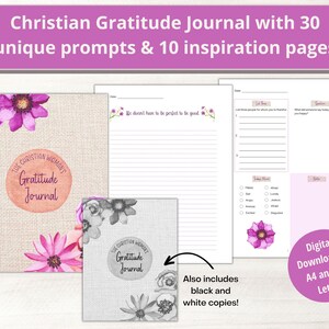 Gratitude Journal Printable for Christian Women, Prayer Journal, Gratitude Gift, Journal Prompts, Digital Journal, Daily Journal