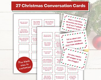 Christmas Conversation Cards Printable | Holiday Icebreaker Questions | Christmas Activity for Family Church Office