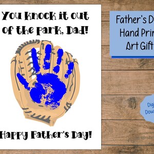 Arte con huella de mano de béisbol para el Día del Padre: Regalo de recuerdo DIY (Descarga digital)