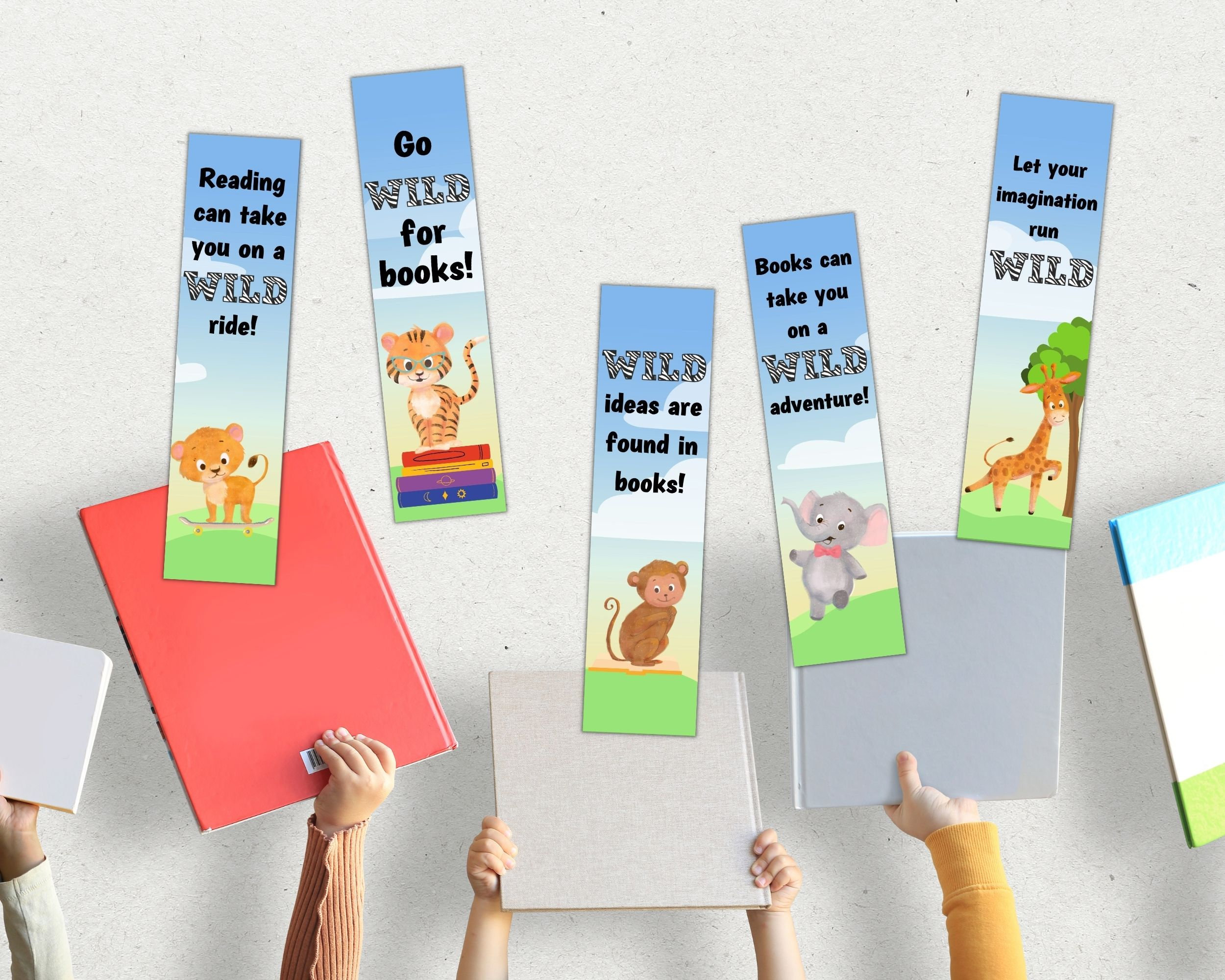 Printable Bookmarks for Kids Printable Safari Bookmarks Digital Bookmarks Bookmark Set Childrens